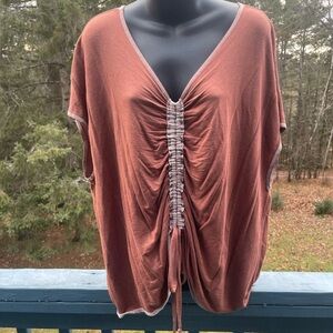 BKE Terracotta Ruched Blouse